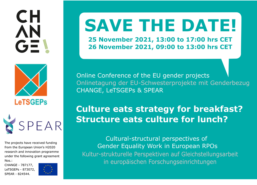 Joint online conference of EU funded gender equality projects CHANGE, LeTSGEPs & SPEAR