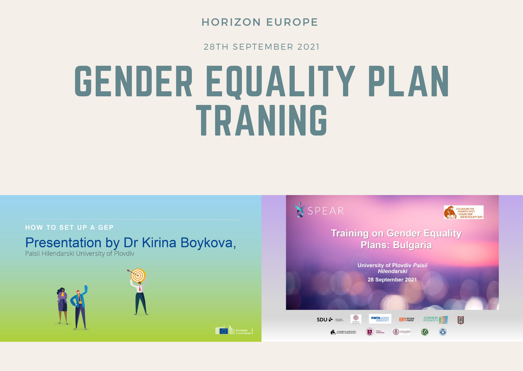 Paisii Hilendarski University of Plovdiv at EC training on Gender Equality Plans targeting Bulgaria